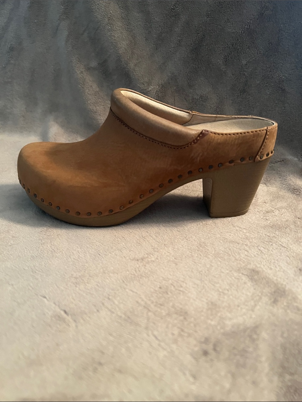 Dansko Sammy Tan Leather Studded Clog Heels